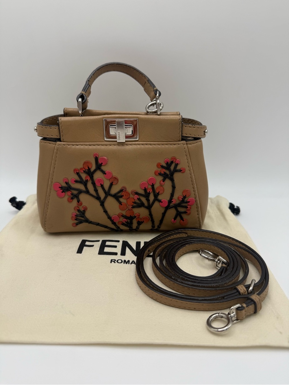 Fendi Nappa Botanical Garden Embroidered Micro Peekaboo - Picture 4 of 15